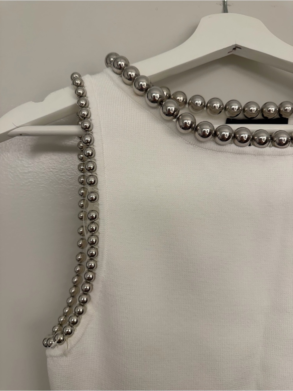 Zara White Mini Dress with Silver Bead Trim - Picture 3 of 4